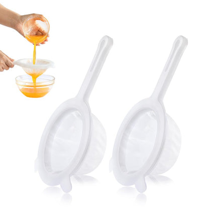 VRUIFA 2PCS Plastic Fine Mesh Strainer, Nylon Ultra Strainer for Juice,Yogurt, Coffee, Honey, Milk, Nut Milk with Handle (120+200Mesh)
