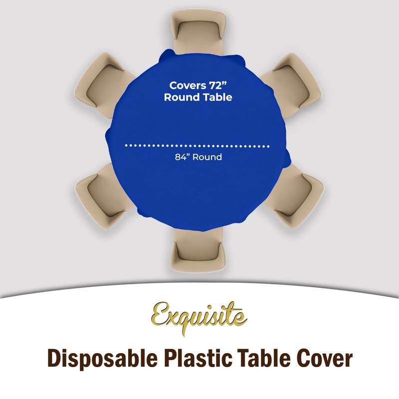 Exquisite 12-Pack Premium Plastic 84-Inch Round Tablecloth - Dark Blue