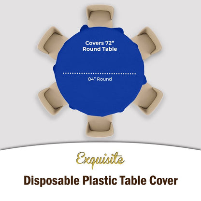 Exquisite 12-Pack Premium Plastic 84-Inch Round Tablecloth - Dark Blue