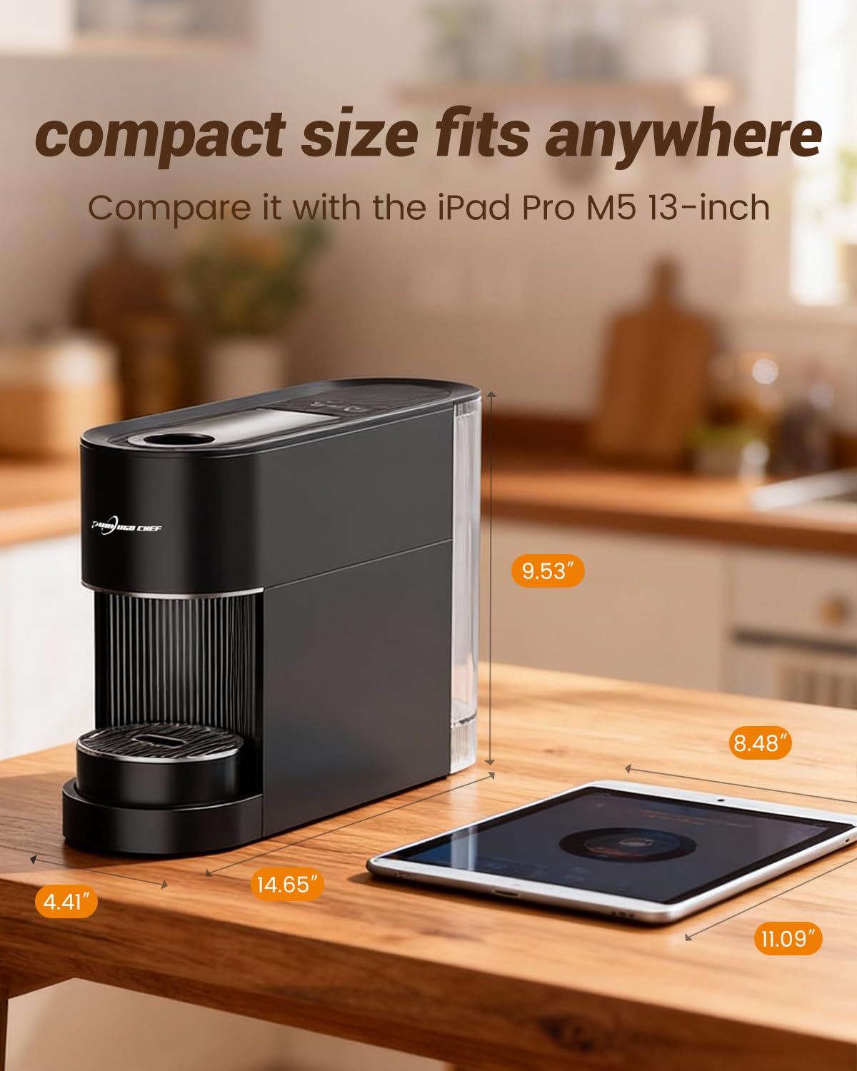 PURHUGO CHEF Espresso Machine Coffee Makers, Compatible with Nespresso Original Pods, One-Touch with Illuminated Brew Zone, 20 Bar Pump, 33.8oz Removable Tank, Compact Design, CM-C07-A