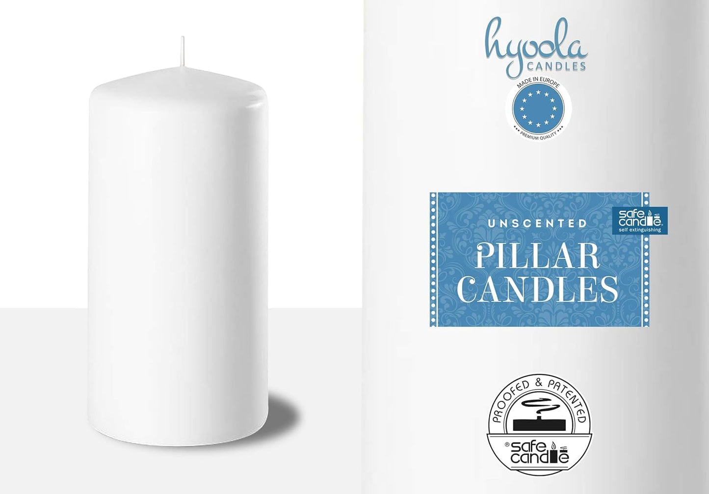 HYOOLA White Pillar Candles 2x4 Inch - 12 Pack Unscented Bulk Pillar Candles - European Made
