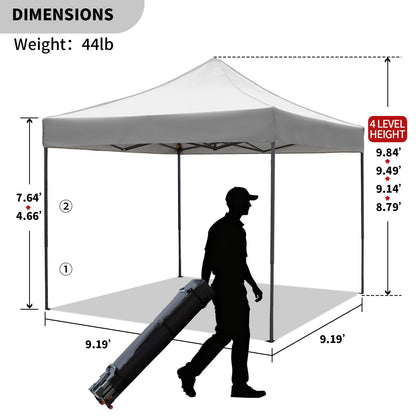 10x10 Durable Pop Up Canopy Tent with Sidewalls, Waterproof Attachable Tent Wall, Privacy Shade for Outdoor Events, Camping, Farmers Market (Light Gray)