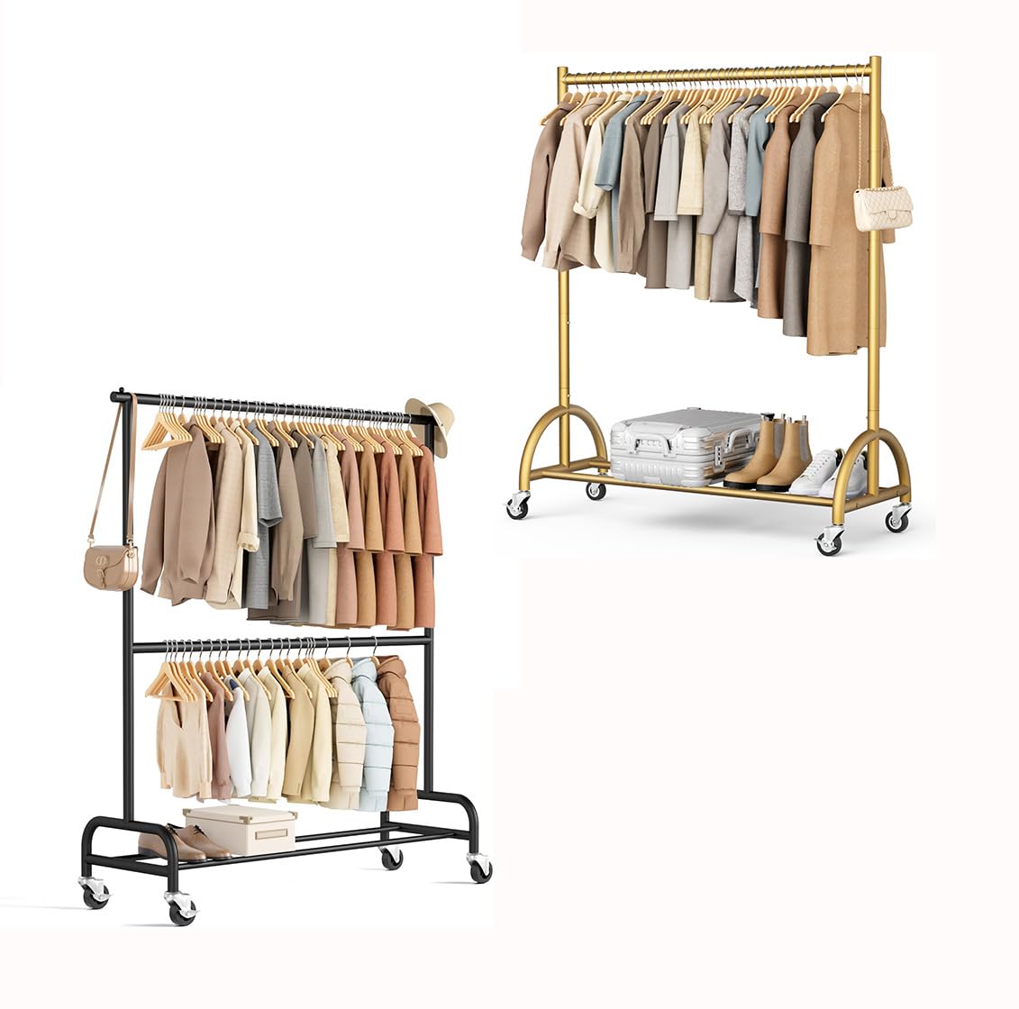 MISSLO Heavy Duty Clothes Rack and Heavy Duty Clothing Rack with Wheels
