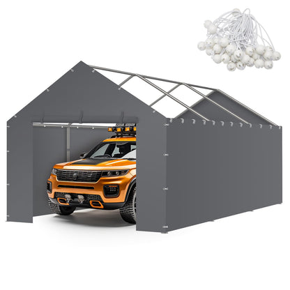 Carport Canopy Tent Sidewalls for 10x20x8.6FT Car Garage with Ball Bungees, Heavy Duty Portable Shelter Logic Replacement Covers (Frame is not Included) (Grey)