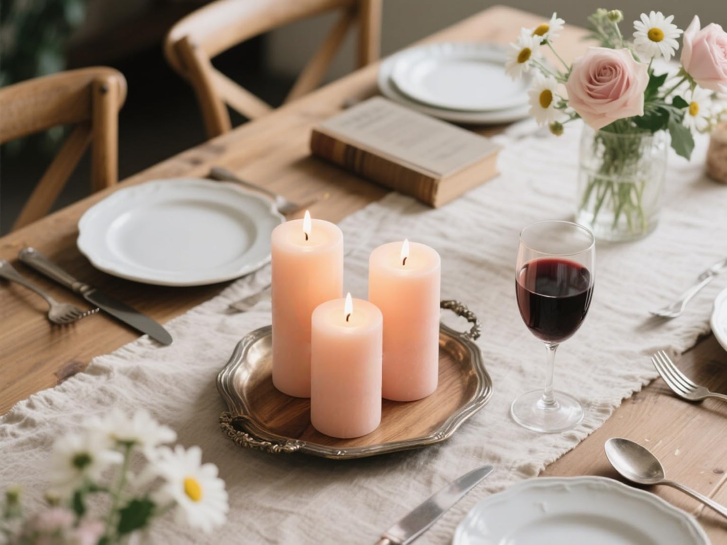4 Pack Flesh-Pink Unscented Pillar Candles, 2x4 Inch, Long-Lasting, Dripless and Smokeless, Ideal for Home Decor, Parties, Weddings and Relaxation