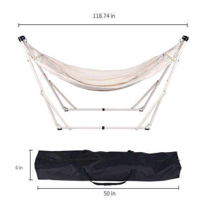 2 in 1 Hammock with Stand - Portable Hammock & Swing Chair, No Tools Assembly, with Carry Bag, Indoor Outdoor for Patio, Garden, Camping, Apartment (White)