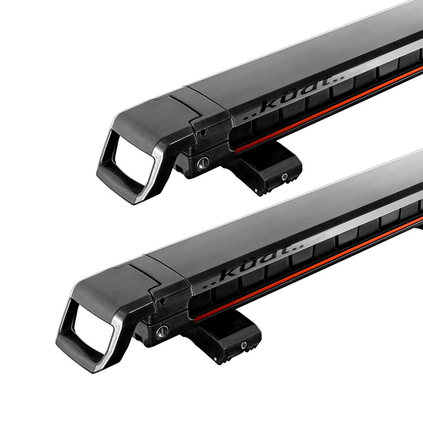 KUAT Grip 6 Durable Universal Car SUV Rooftop Crossbars Mounted Winter Sports Gear Hauling Transportation Slide-Out Locking Clamshell Rack, Fits 6 Skis/4 Snowboards - Gray Metallic with Orange Anodize