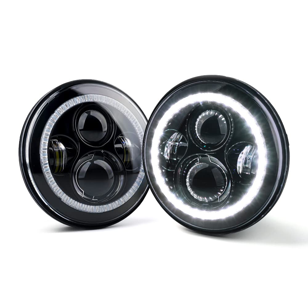 Xprite LED Headlights w/Hi&Lo Beam and Turn Signal Light, DRL Halo Ring Headlamp Compatible with Jeep Wrangler JK TJ LJ 1997-2018, DOT Approved 90W LED Chip