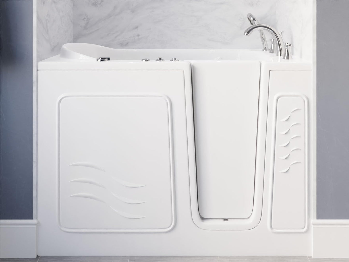 ANZZI Walk-In Tub, 30 x 53 in, Right Drain, Air & Whirlpool Jets, 110V