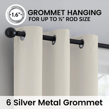 SimpleHome 100% Blackout Curtains - Thermal Insulated Grommet Drapes for Bedroom & Living Room | Cream, 42 x 63 Inch, 2 Panels