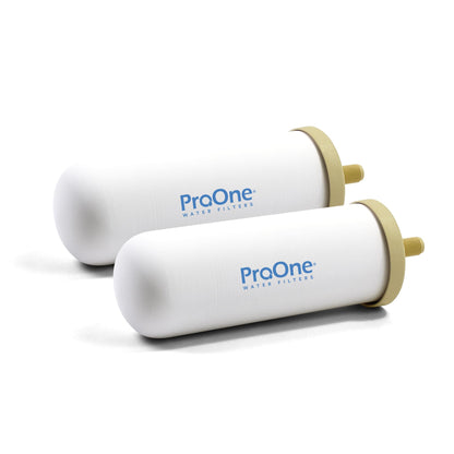 ProOne G-Series 7-Inch Gravity Filter Replacement 2-Pack - Universally Compatible with Gravity Water Filtration Systems - NSF/ANSI Certified to Reduce Lead, Microplastics, & Total PFAS (2-Pack)