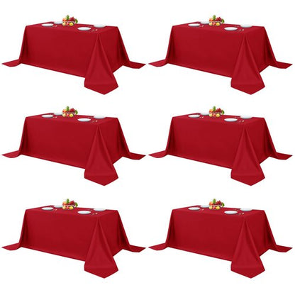 Fitable Elegant Red Rectangle Table Clothes, 6 Pack - 90 x 132 Inch - Reusable and Washable Tablecloths, Polyester Fabric Table Covers for Wedding, Party, Banquet, Formal Events
