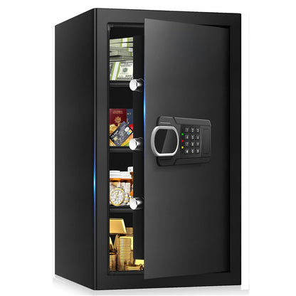 6.1 Cuft Heavy Duty Fire Security Home Safe Box, Large Floor Safe with Digital Keypad & Key Lock, Fire Proof Safes for Home with Three Removable Shelf, Anti-theft Fire Safes for Money, Cash, Documents