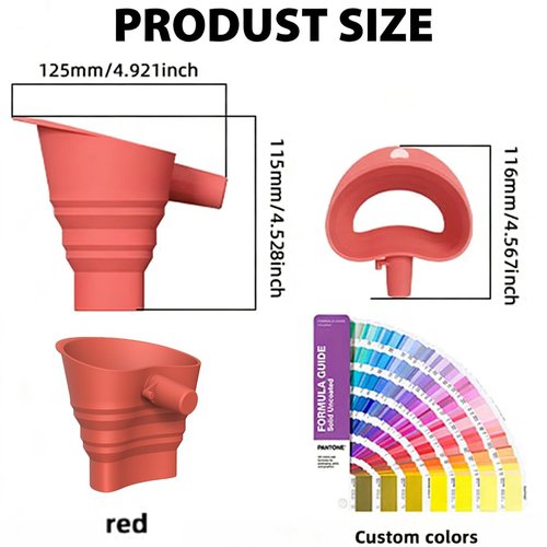 Flour Funnels for Kitchen Stand Mixer - Food-Grade Silicone, Large-Capacity Anti-Spill Attachment | Dishwasher Safe - Red