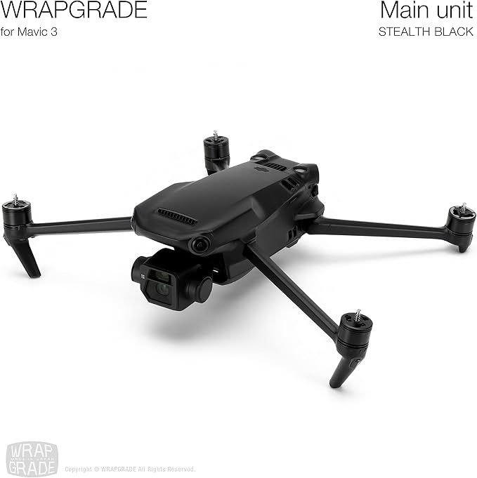 WRAPGRADE Full Skin Stickers for DJI Mavic 3 / Mavic 3 Classic (STEALTH BLACK)