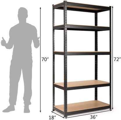 ReunionG 5-Shelf Metal Shelving Unit, Heavy Duty Storage Rack, Steel Organizer Shelves, Bolt-Free Assembly Adjustable Shelves, 36''L X 18''W X 72''H