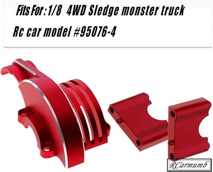 Upgrades Part for 1/8 Sledge 4WDAluminum Main Gear Cover Alloy Hops up for Sledge 4WD Monster Truck RC Car #95076-4Replace #9584Red