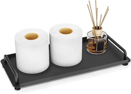 Gypie Toilet Paper Basket - Stylish Bathroom Storage Tray with Handle | Black Design