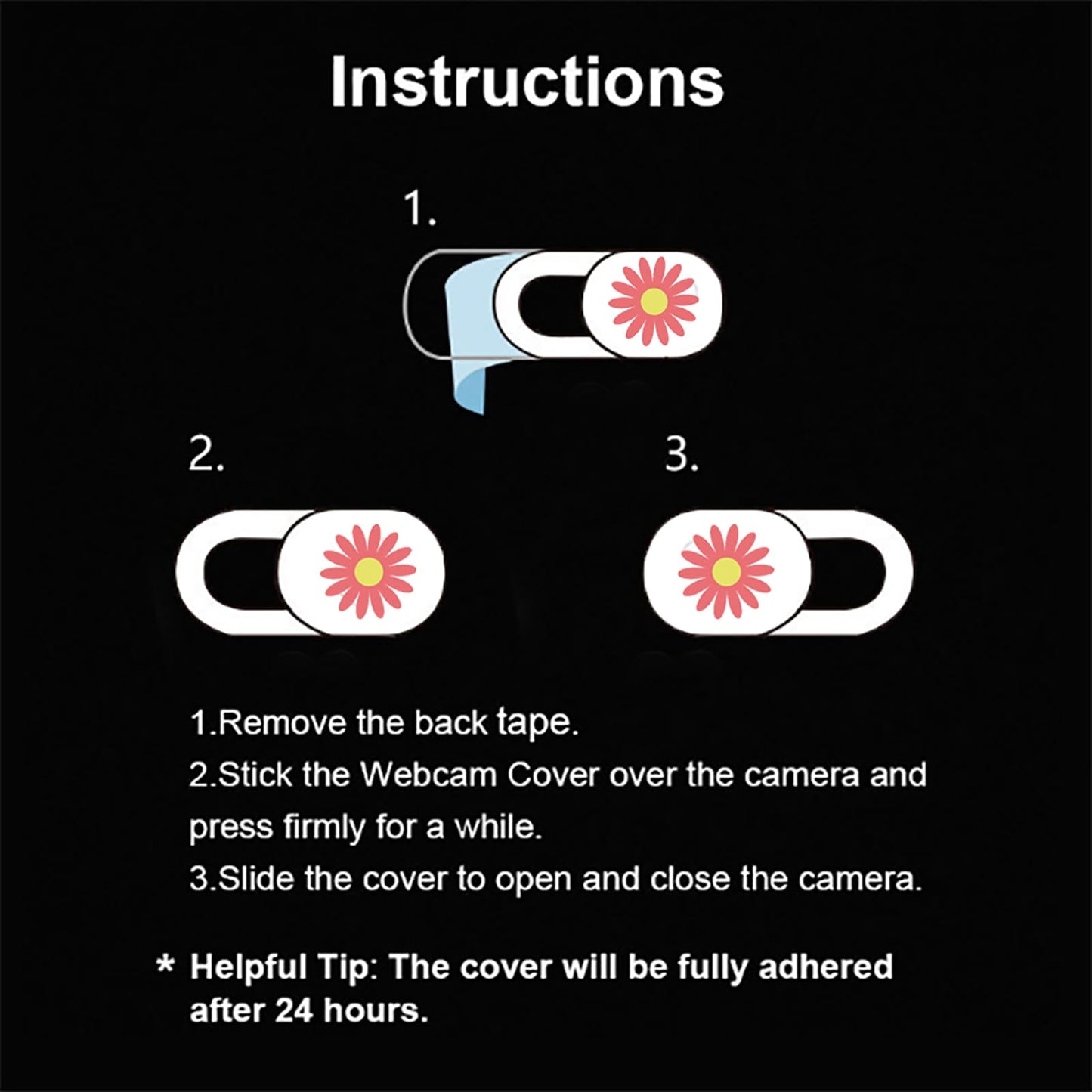 IMNEXT2U Laptop Camera Cover Slide Cute Ultra Thin Webcam Cover Phone Camera Blocker to Protect Privacy for Computer, iPhone, Desktop, Tablet, Chromebook, PC - Daisy