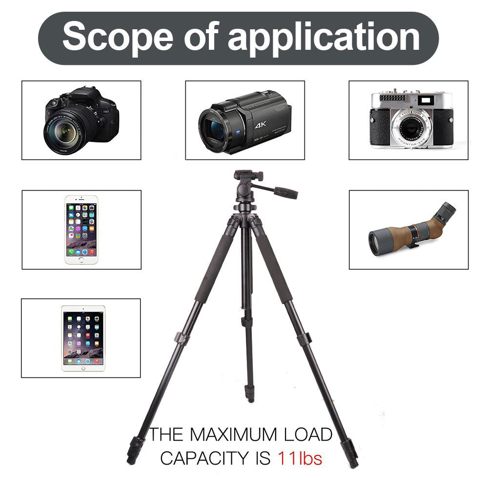Gosky Tripod -Travel Portable Tripod for Spotting scopes, Binoculars, camcorders, or SLR Cameras (Pro (61-inch))