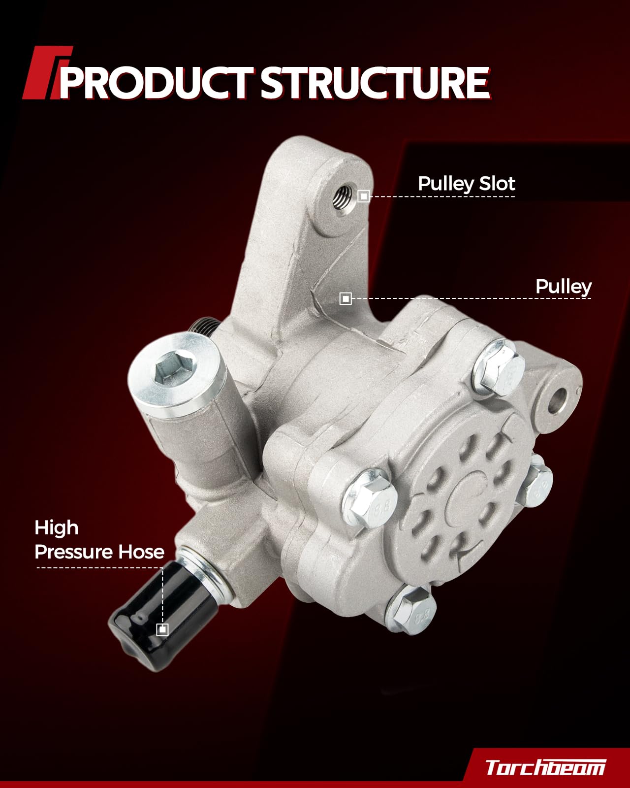 Torchbeam 96-260 Power Steering Pump with Pulley for 1997-2001 Expedition, 1991-2002 Town Car, 1992-2002 Grand Marquis, Crown Victoria, Navigator, OE Replace XW7Z3A674ABRM, F1VY3A674B, 96260