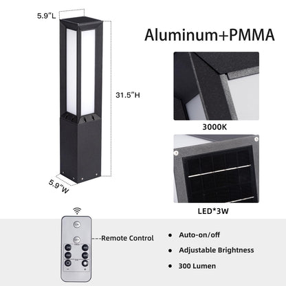 PAKEDANDUN 31.5" Outdoor Solar Lanterns Waterproof with IP65, 3000K Outdoor Floor Lamp, Large Floor Lamps with Remote Brightness & Timer Control, Outside Lantern Dusk to Dawn for Porch Patio Landscape