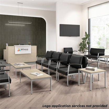 Bush Business Furniture Arrive 72W x 30D Reception Desk with Shelf in Natural Elm, Modern Receptionist Station for Office Waiting Room