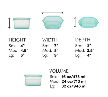 Zip Top Reusable Food Storage Bags | Medium Dish [Frost] | Silicone Meal Prep Container | Microwave, Dishwasher and Freezer Safe | Made in the USA