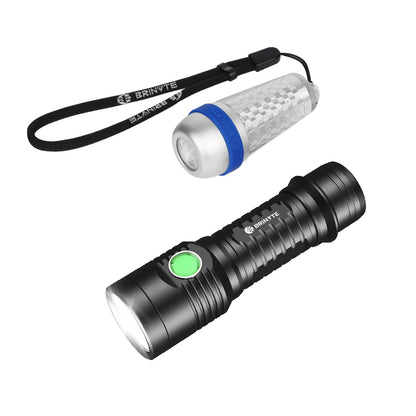 Brinyte WT01 2700 LM Rechargeable Flashlight with Charging Dock Bundle 4-Color-in-1 Camping Lantern, White, Green, Red and Blue 8 Modes Tent Lamp A01
