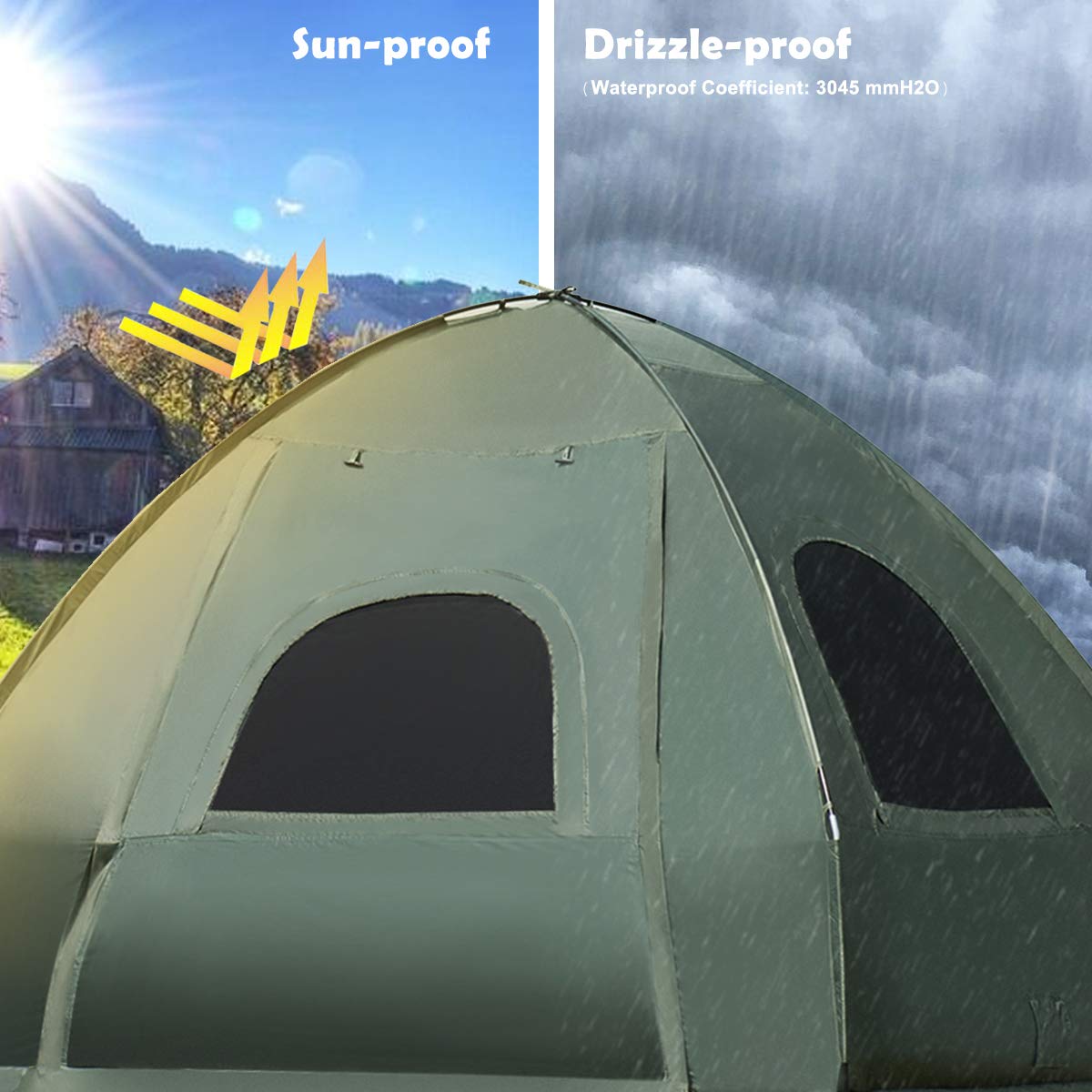 Moccha Folding Camping Tent Cot with Sleeping Bag and Air Mattress, Elevated Camping Tent with Carry Bag for Outdoor Activity, Hiking, Picnic (1-Person)
