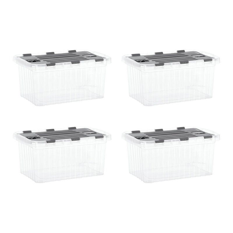 Superio Clear Storage Boxes with Hinged Lids, 10.5 Quart, Plastic Container Bins for Organizing, Stackable Crates, BPA Free, Organizers
