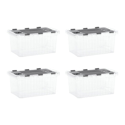 Superio Clear Storage Boxes with Hinged Lids, 10.5 Quart, Plastic Container Bins for Organizing, Stackable Crates, BPA Free, Organizers