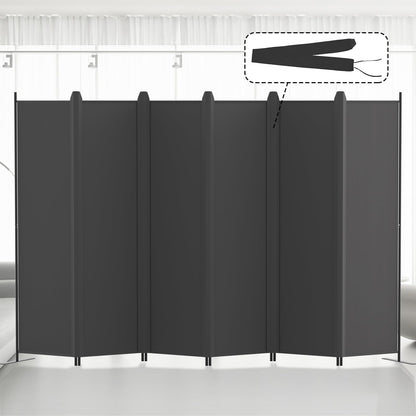 Kokorona 6 Panel Room Divider, 6FT Tall Folding Privacy Screen Wall Dividers, Portable Privacy Screen Freestanding Room Divider for Room Separation, Included - Cover Strips, Grey, 120''W x 72''H