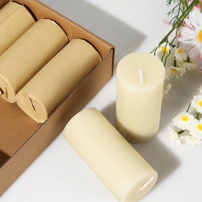 Natural Beeswax Pillar Candles,100% Pure Beeswax Candles-258 Hours Long Burning,Off-White Unscented Bees Wax Candles for Home,Prayer,Dripless Smokeless Organic Pillar Candles Bulk-2x4in-6 Pack