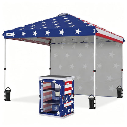 EAGLE PEAK Commercial 10x10 Pop Up Canopy Tent and Outdoor Folding Camping Table Bundle