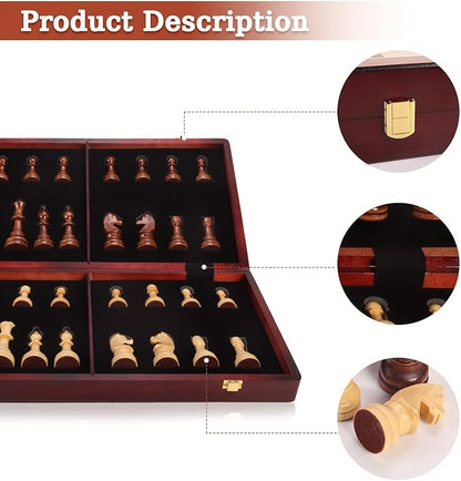 20 Extra Large Solid Walnut Wooden Chess Set with 2 Extra Queen Pieces - King Height 4.25''