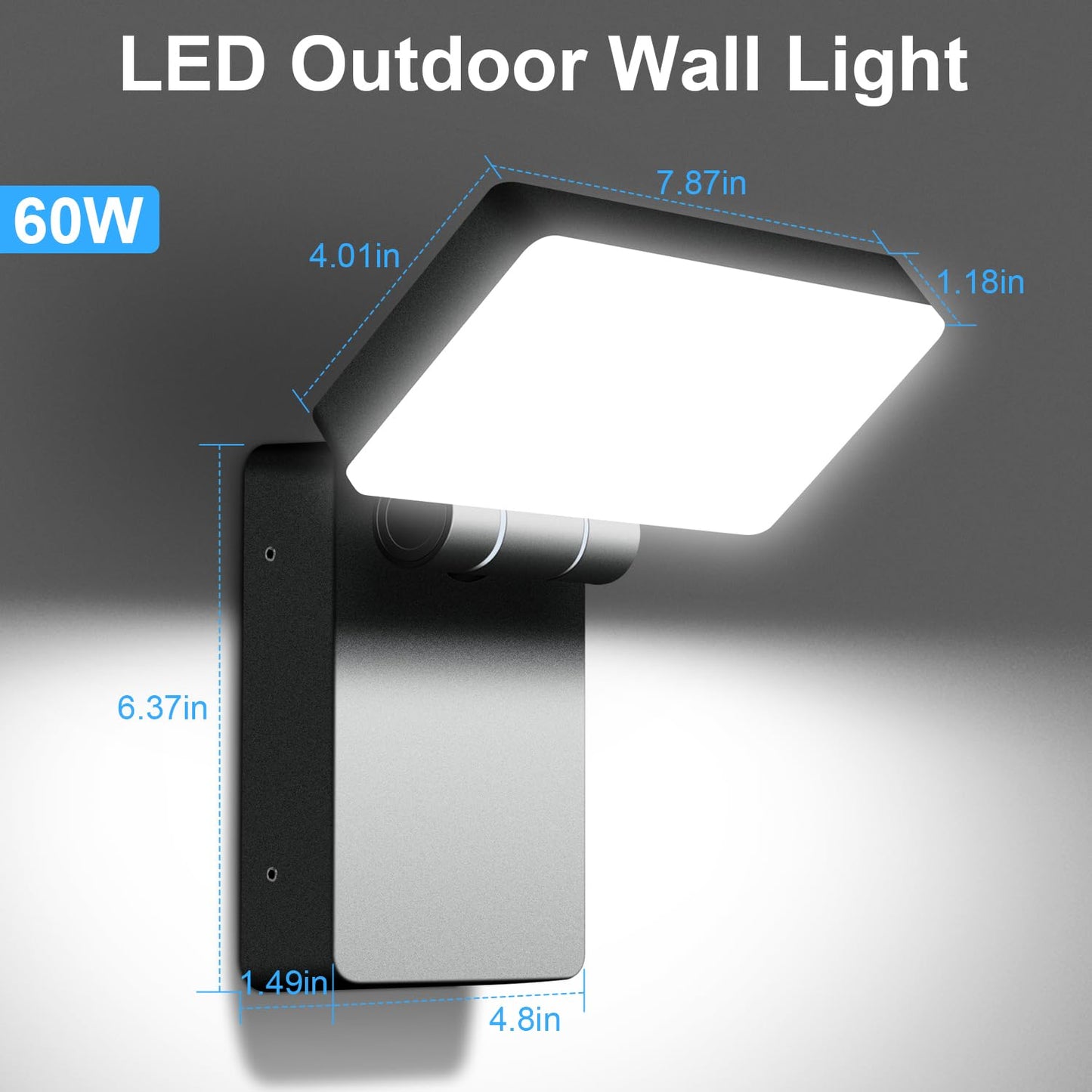 Juyace 60W LED Wall Light Outdoor Exterior Flood Light Wall Mount Yard Security Light Waterproof 360 ° Rotat Folding 6000K for Barn Area 4 Pack
