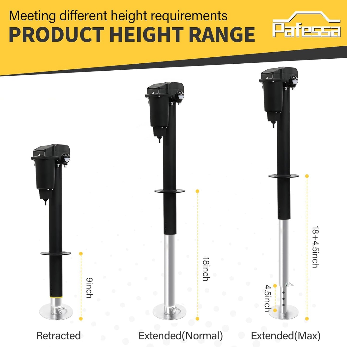 Pafessa 12V Electric A-Frame Trailer Tongue Jack with 7 Way Plug, 3500lb Lift Capacity 18” Travel Add 4.5” with the Drop Foot, Protective Cover Included