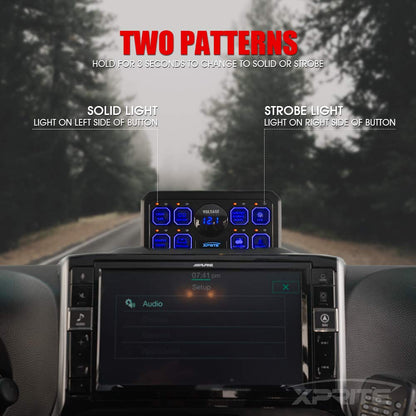 Xprite 8 Gang Switch Panel Box with Digital Voltmeter, Universal Touch LED Switch Pod Compatible with Jeep Truck UTV SUV Boat RV Marine Car Vehicles - Blue