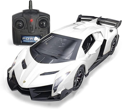 QUN FENG Remote Control RC CAR Racing Cars Compatible with Lamborghini Veneno Officially Licensed 1:24 Toy RC Cars Model Vehicle for Boys 678 Years OldWhite
