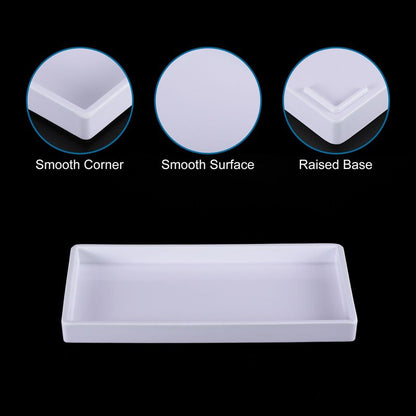 PATIKIL 15x11 Fast Food Tray, Plastic Reusable Multi-Purpose Rectangle Serving Tray Smooth Surface for Restaurant Home Kitchen, White
