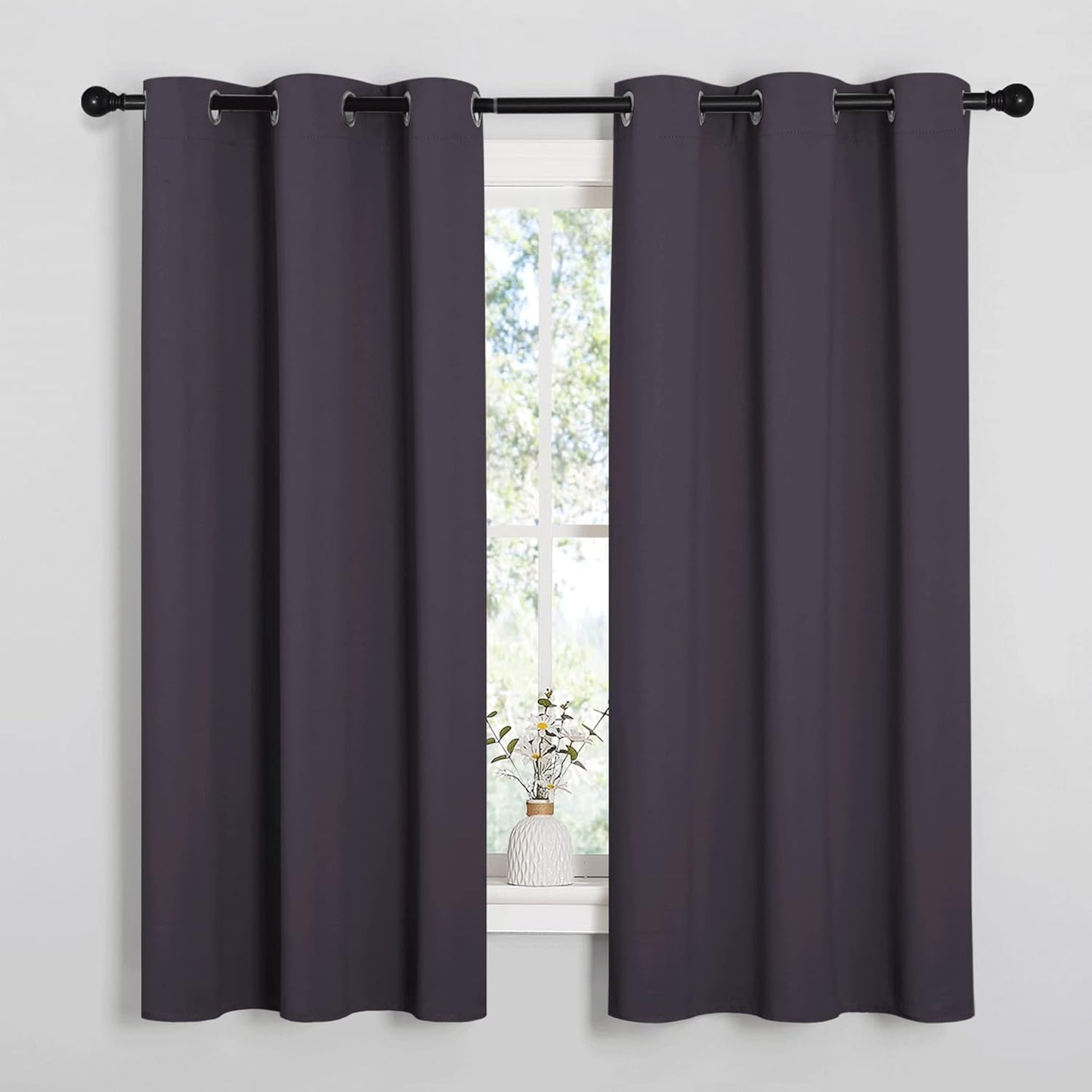 NICETOWN Greyish Purple Blackout Curtains - Thermal Insulated Drapes for Office | 68" Length, 42" Wide, 2 Panels