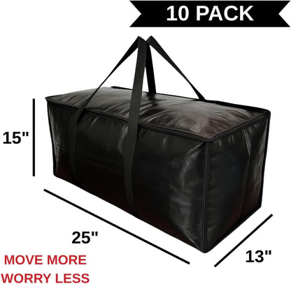 BAG-THAT! Heavy Duty Large Moving Bags - Durable Storage Totes with Strong Zipper & Comfortable Handles | 10-Pack