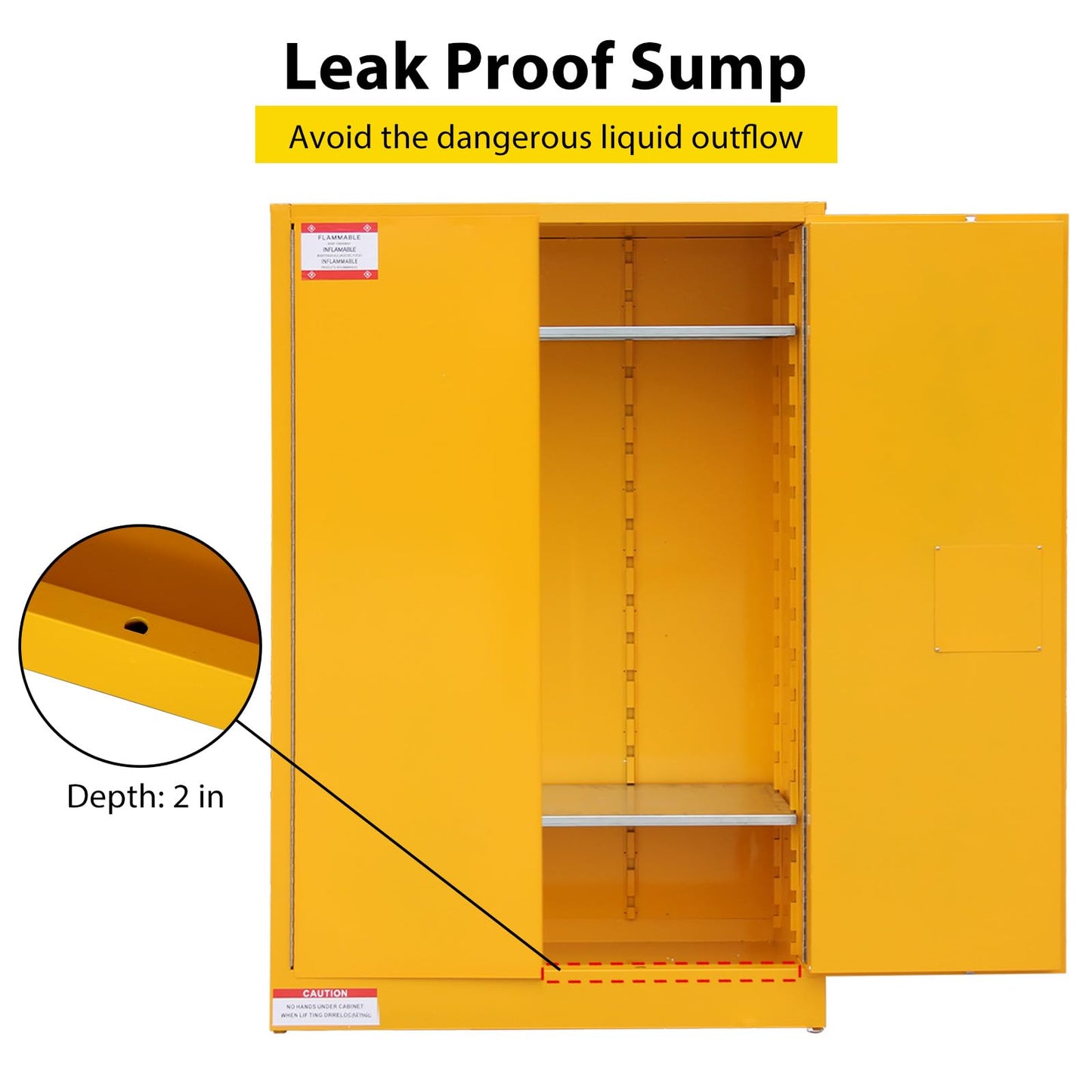 EliteEdge 45 Gal Flammable Safety Cabinet, 43" x 18" x 65" Galvanized Steel Industrial Flammable Liquid Storage Cabinet with Adjustable Shelves, Fireproof Double-Wall Design, Manual Close Doors
