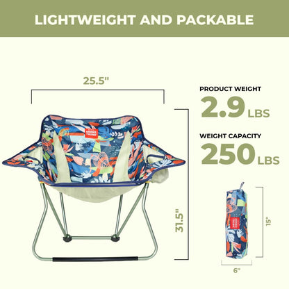 GRAND TRUNK Stonefly Chair | Ultralight & Packable Outdoor Chair with Built-in Cup Holders, 7000 Series Aluminum Frame, Comfortable, Dark Tropic