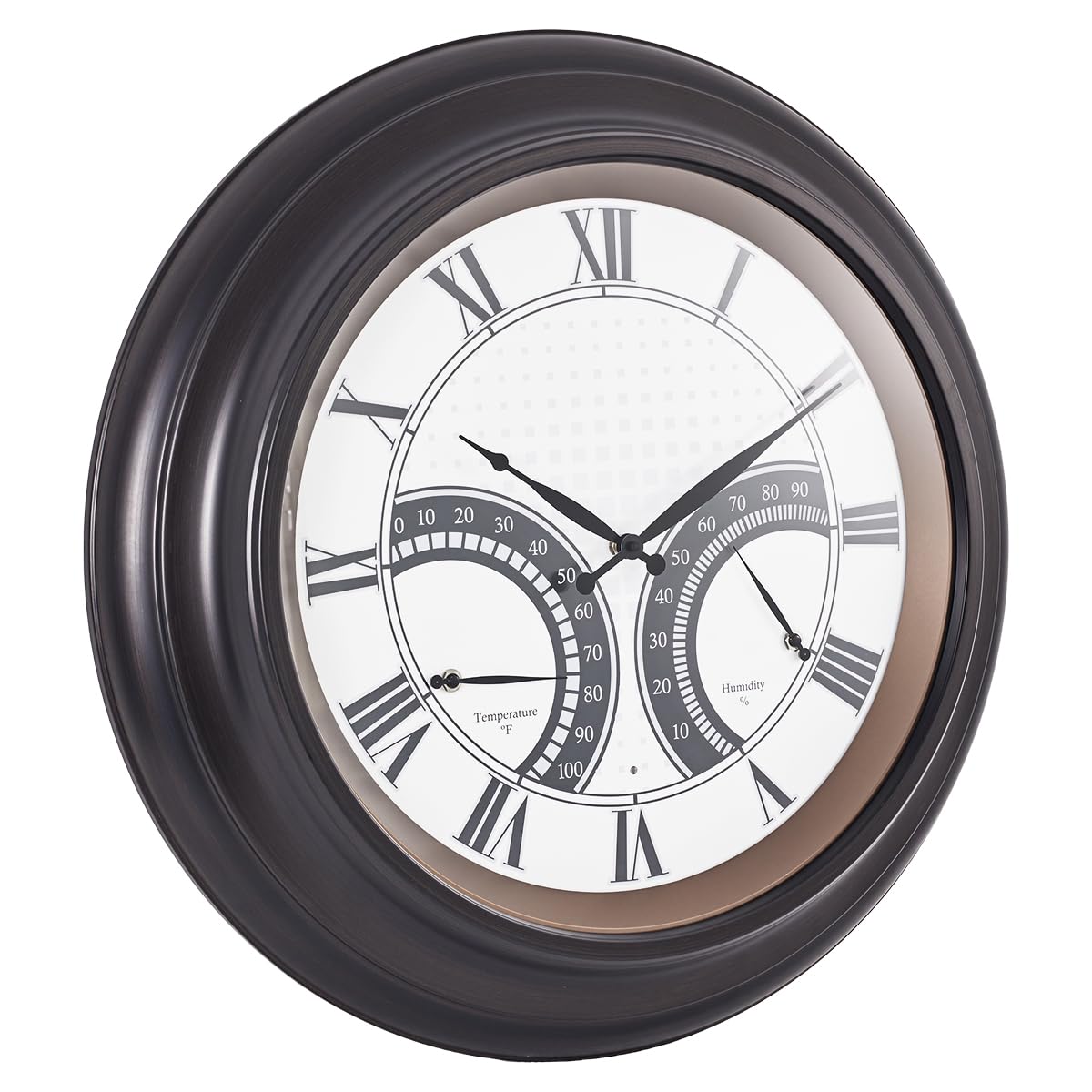 ANDY STAR 24 Inch Outdoor Clocks Waterproof,Large Outdoor Wall Clocks for Patio with Thermometer, Weatherproof Illuminated Clock Battery Operated with Thermometer&Hygrometer,Oil Rubbed Bronze Black