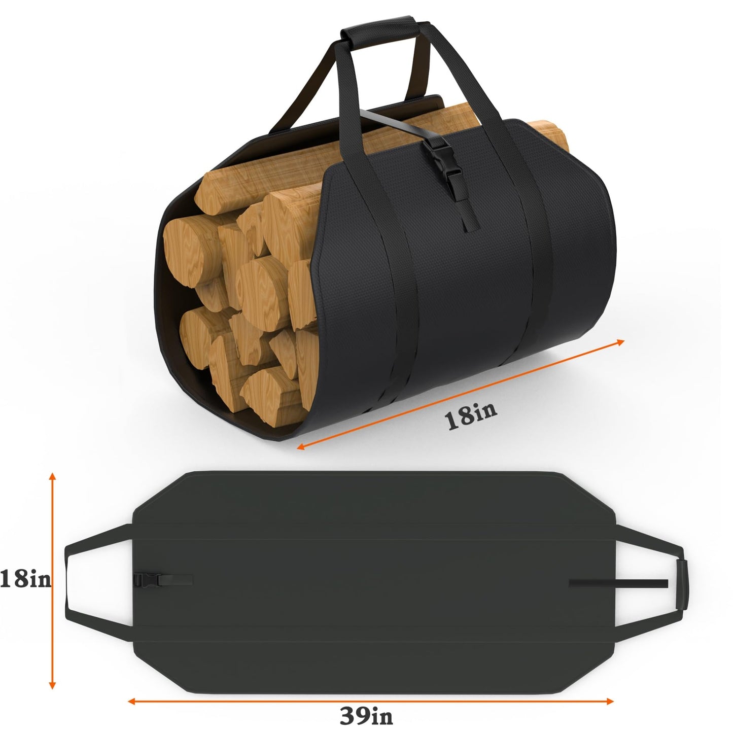 WALMANN Heavy-Duty 8 ft Firewood Rack with Waterproof Cover & Firewood Carry Bag, Outdoor Indoor Wood Log Holder for Fireplace, Patio & Porch, Sturdy Steel Fire Wood Storage Stand