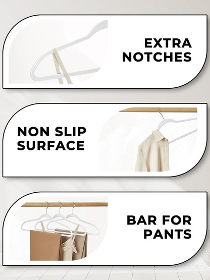 SMARTOR Plastic Hangers 50 Pack - Heavy Duty Slim Clothes Hangers | Durable & Space-Saving | White