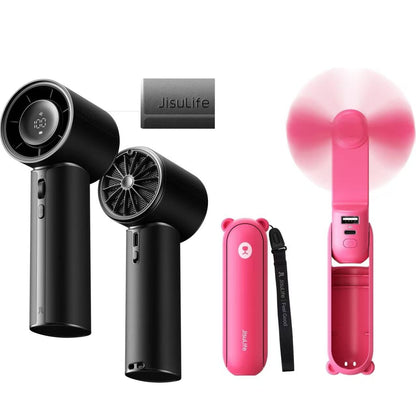 JISULIFE 3 IN 1 Mini Portable Fan & Handheld Fan Pro1 Mini, Elite PU Leather, 30 Hour Cooling Power