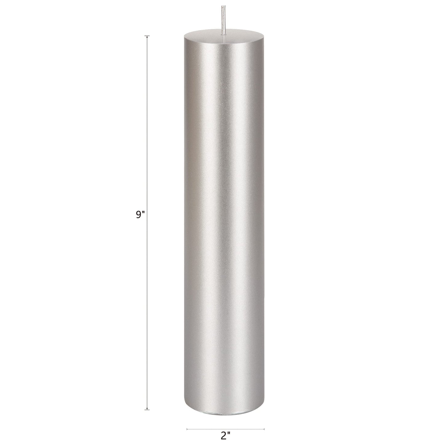 Mega Candles 1 pc Unscented Solid Silver Pillar Candles, Hand Poured Premium Wax Candle 2 Inch x 9 Inch, Home Décor, Spas, Weddings, Occasions, Party, Centerpieces, Holidays, Vigils, Prayers